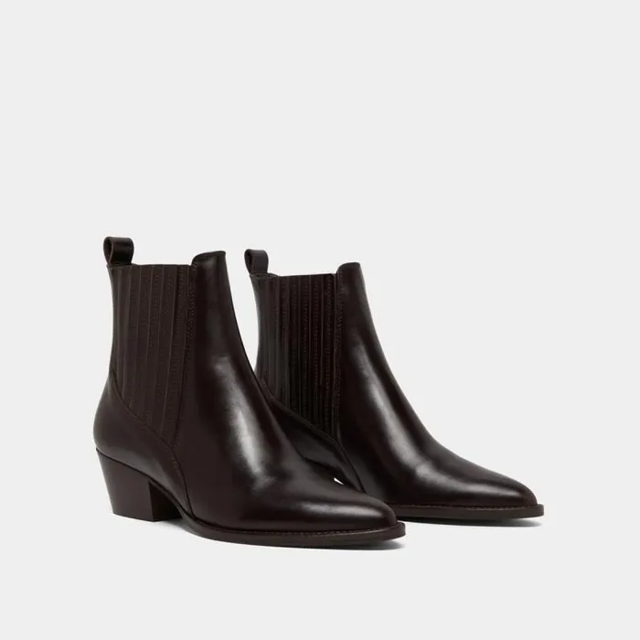 Women Lowboots With Small Beveled Heels And Elastics Dark Brown JONAK Ankle Boots Lowboots