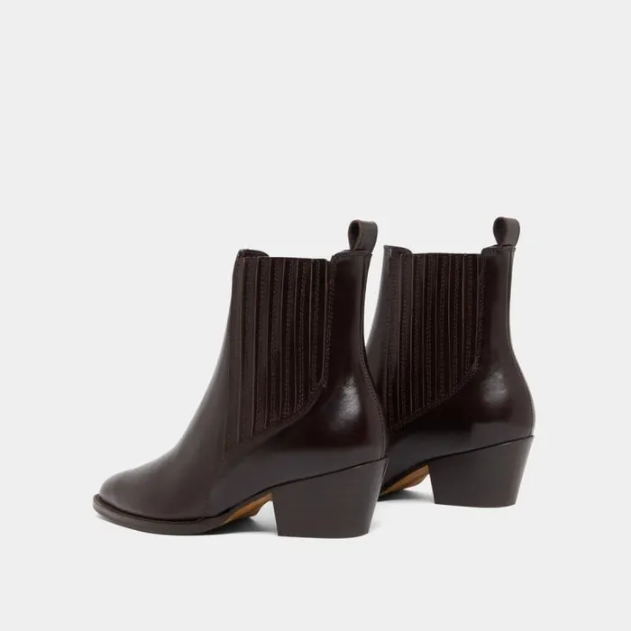 Women Lowboots With Small Beveled Heels And Elastics Dark Brown JONAK Ankle Boots Lowboots