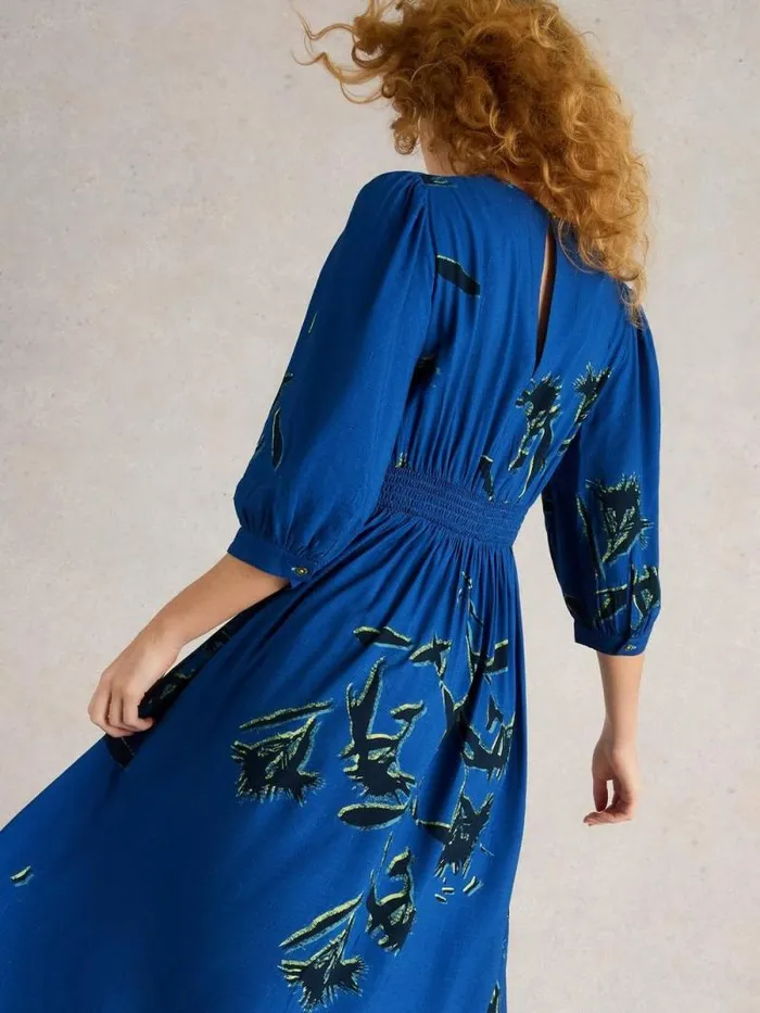 Women Lucy Midi Dress Blue Print White Stuff Dresses