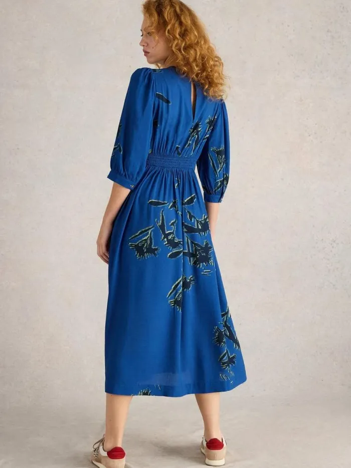 Women Lucy Midi Dress Blue Print White Stuff Dresses Women Lucy Midi Dress Blue Print White Stuff Dresses