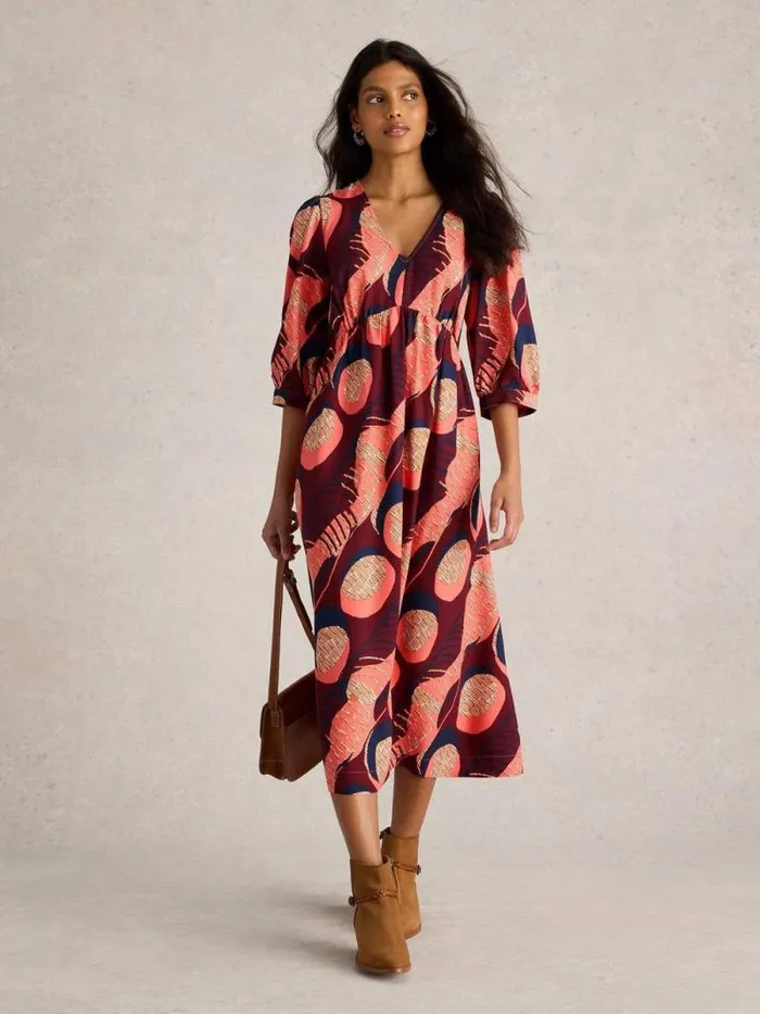 Women Lucy Midi Printed Dress Plum Purple Print White Stuff Dresses