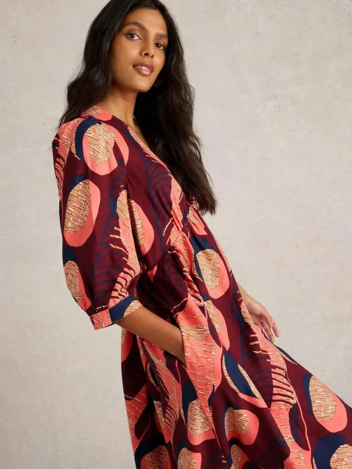 Women Lucy Midi Printed Dress Plum Purple Print White Stuff Dresses