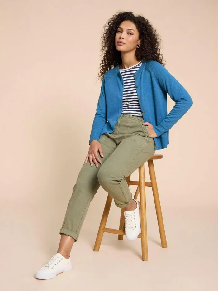 Women LULU CARDI Mid Blue White Stuff Knitwear