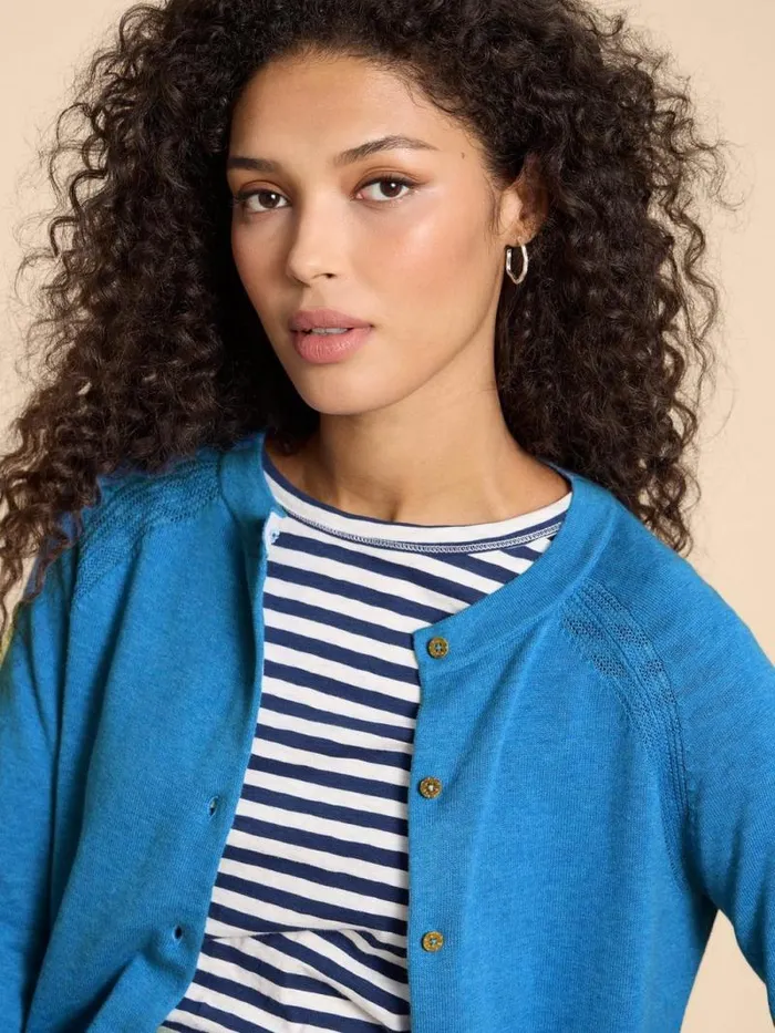 Women LULU CARDI Mid Blue White Stuff Knitwear