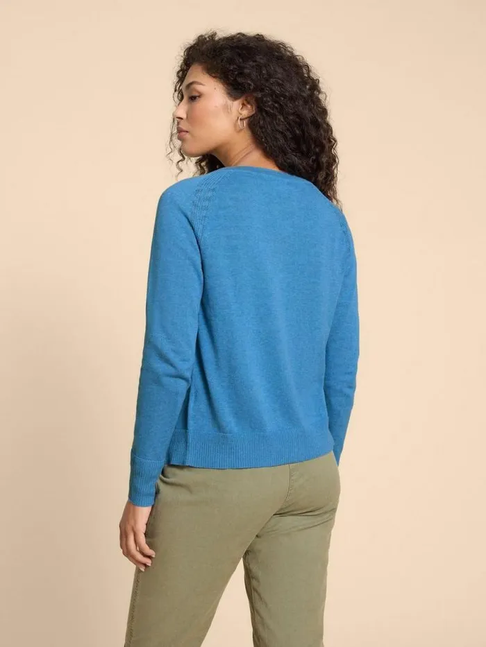 Women LULU CARDI Mid Blue White Stuff Knitwear
