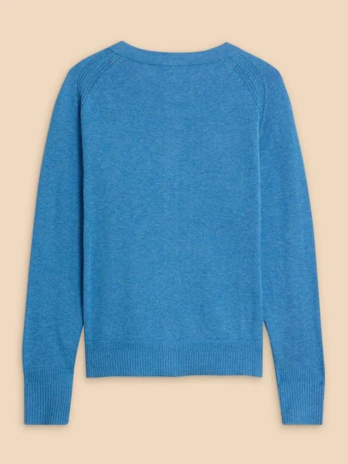 Women LULU CARDI Mid Blue White Stuff Knitwear