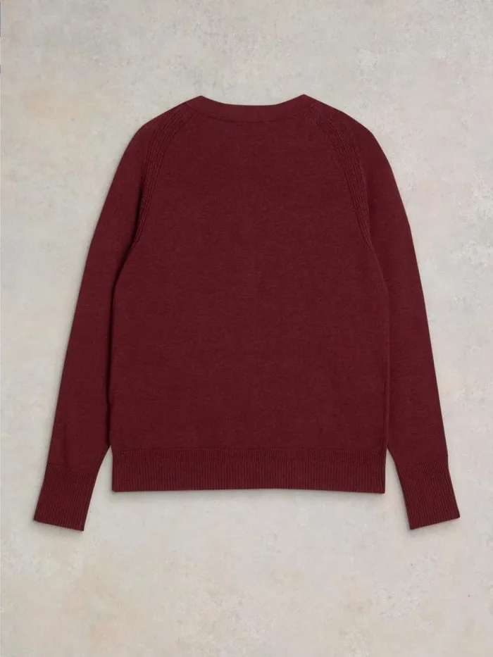Women LULU LONG SLEEVE CREW NECK CARDI Dk Plum White Stuff Knitwear Women LULU LONG SLEEVE CREW NECK CARDI Dk Plum White Stuff Knitwear