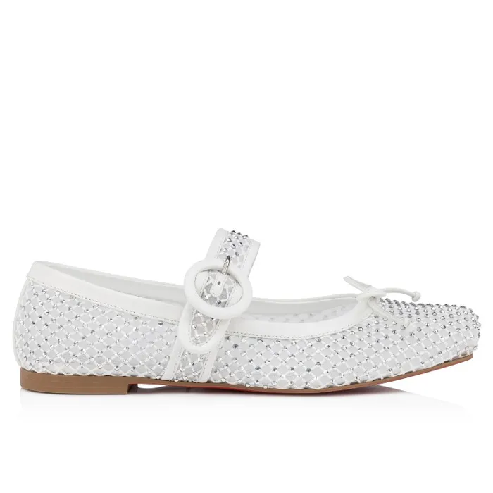 Women Mamastrapitina Ballerinas 8211 Strass Mesh And Nappa Leather 8211 Bianco Christian Louboutin Flats and Loafers
