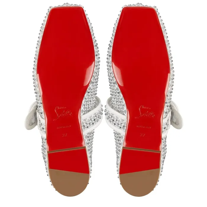 Women Mamastrapitina Ballerinas 8211 Strass Mesh And Nappa Leather 8211 Bianco Christian Louboutin Flats and Loafers
