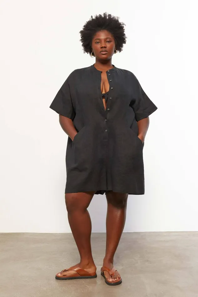 Women Mara Hoffman Extended Sizes Extended Lowri Romper Black