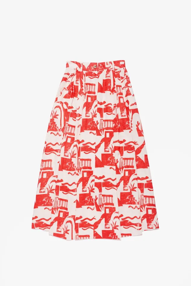 Women Mara Hoffman Extended Sizes Extended Tulay Skirt Red Cream