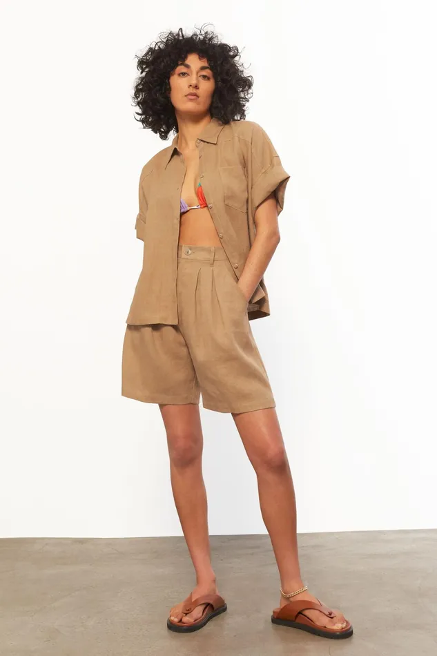Women Mara Hoffman Tops Auberon Top Khaki Women Mara Hoffman Tops Auberon Top Khaki