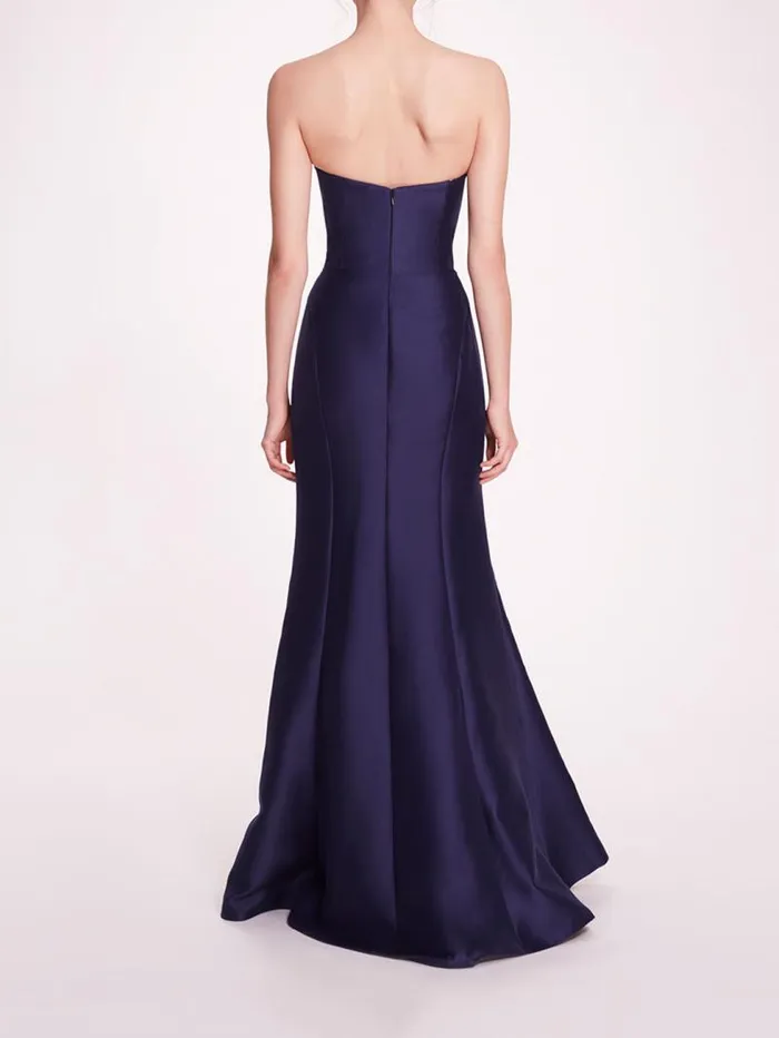 Women Marchesa Marchesa Notte Floral Mikado Gown Navy