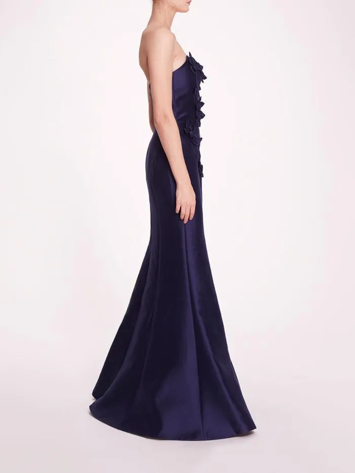 Women Marchesa Marchesa Notte Floral Mikado Gown Navy