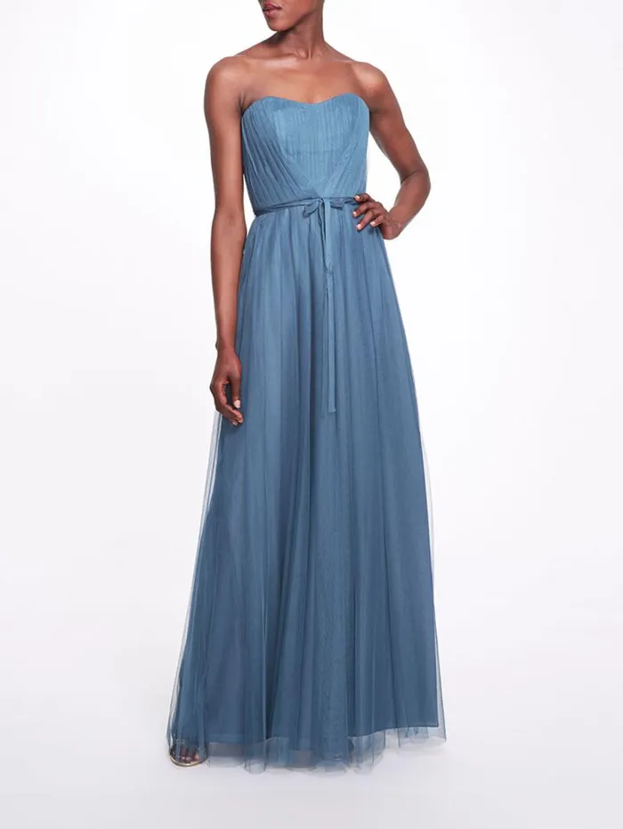 Women Marchesa Marchesa Notte Imola Dusty Blue