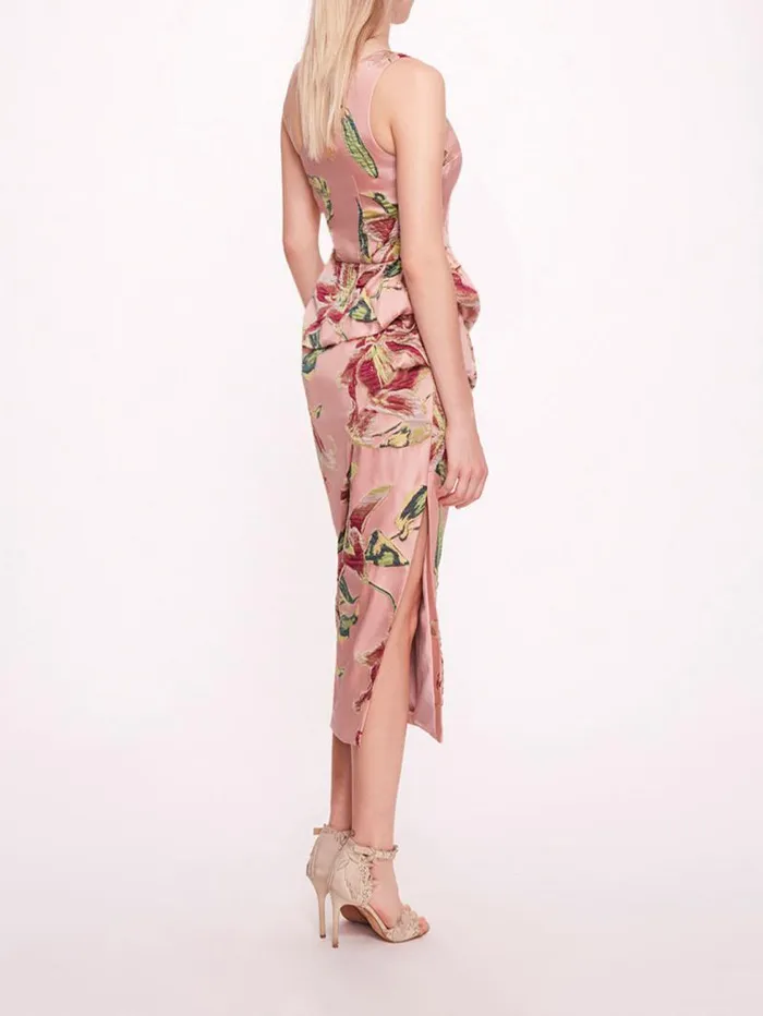 Women Marchesa Marchesa Notte One Shoulder Drape Midi Dress Pink