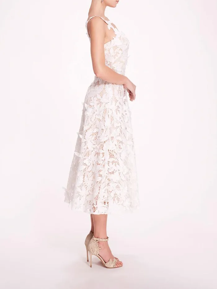 Women Marchesa Marchesa Notte Organic Lace Midi Dress Ivory