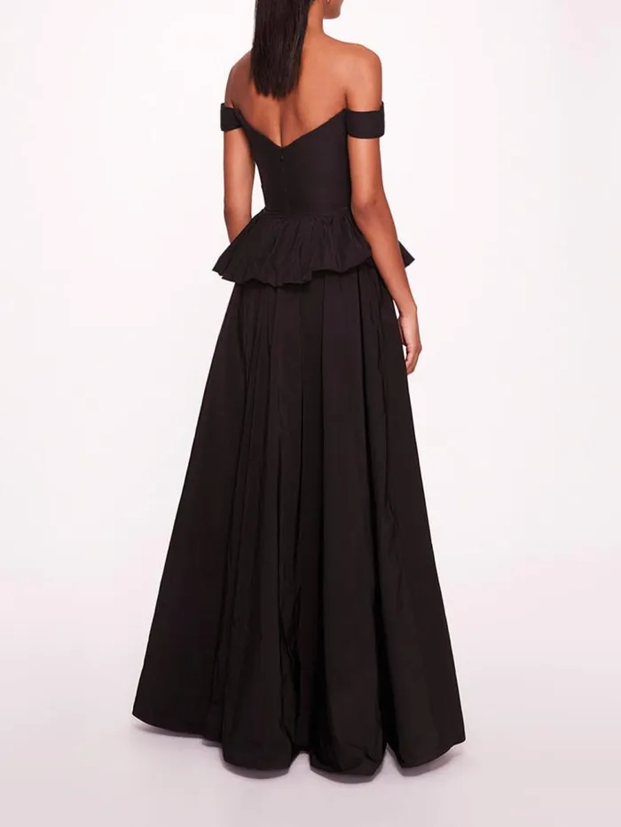 Women Marchesa Marchesa Notte Peplum Taffeta Gown Black