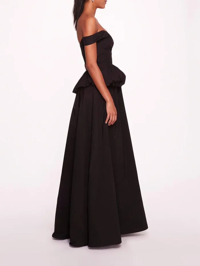 Women Marchesa Marchesa Notte Peplum Taffeta Gown Black