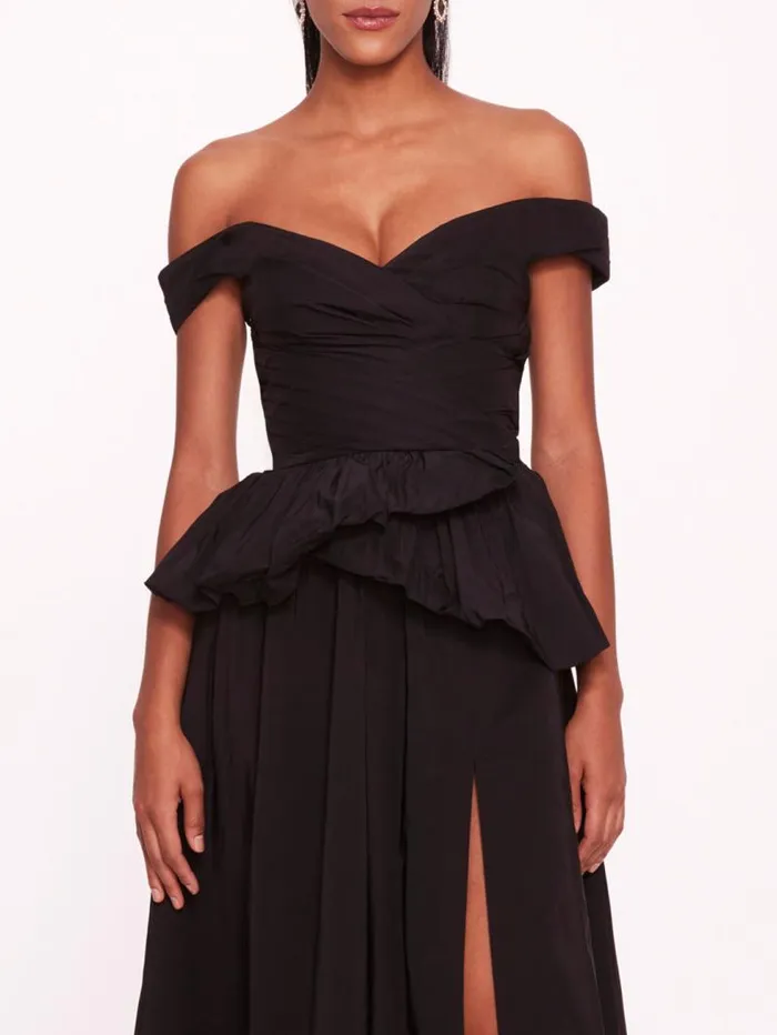 Women Marchesa Marchesa Notte Peplum Taffeta Gown Black