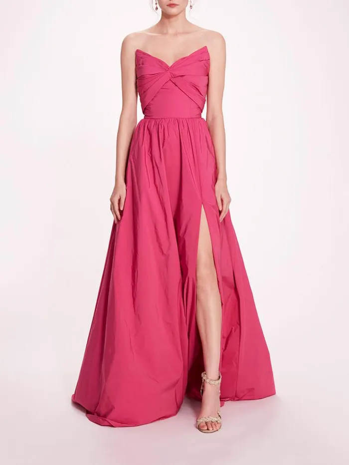 Women Marchesa Marchesa Notte Pleated Taffeta Gown Winter Berry