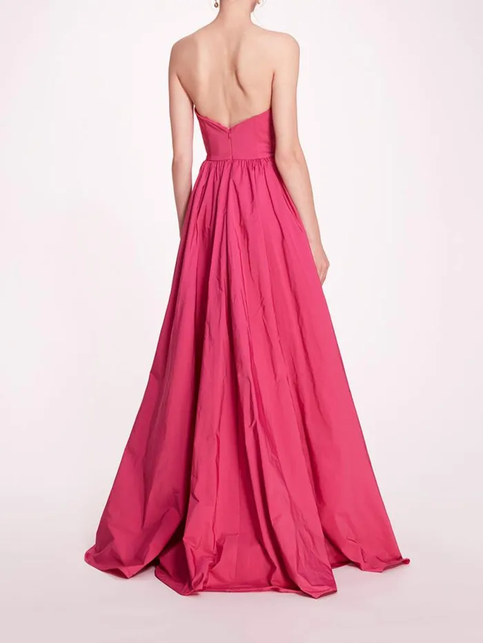 Women Marchesa Marchesa Notte Pleated Taffeta Gown Winter Berry