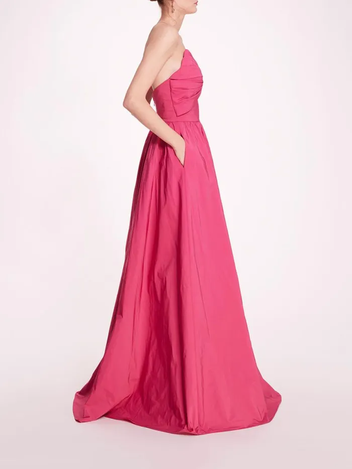 Women Marchesa Marchesa Notte Pleated Taffeta Gown Winter Berry