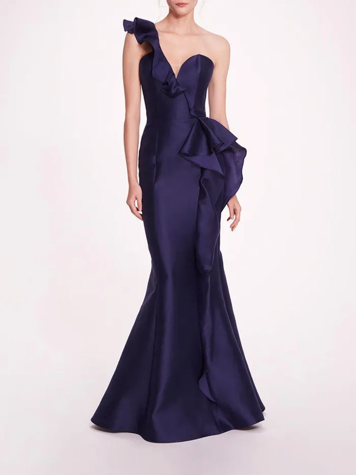 Women Marchesa Marchesa Notte Silk Mikado Gown Navy
