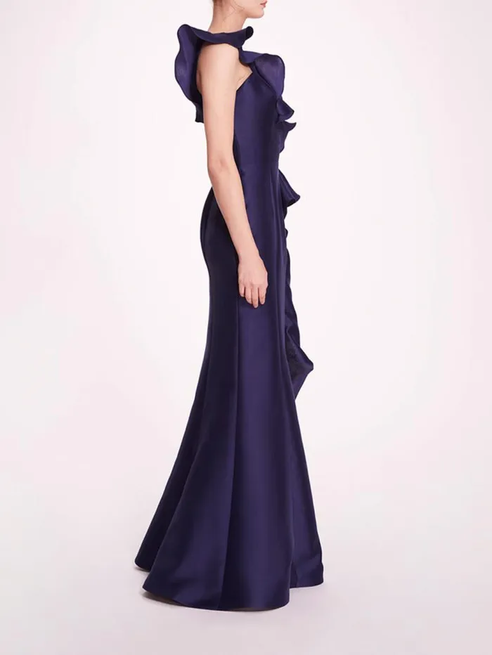 Women Marchesa Marchesa Notte Silk Mikado Gown Navy