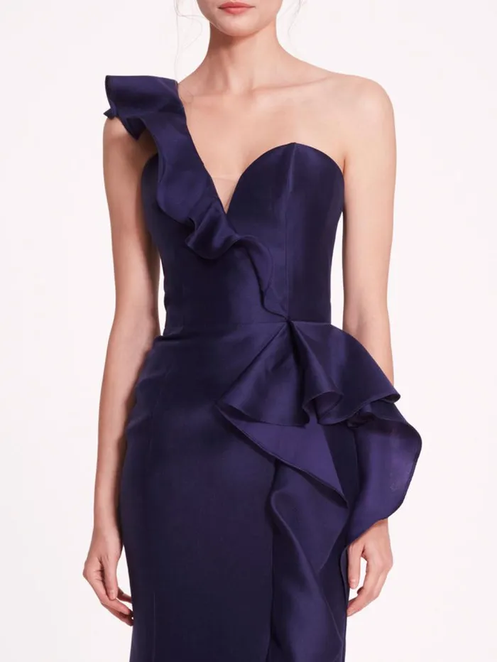 Women Marchesa Marchesa Notte Silk Mikado Gown Navy