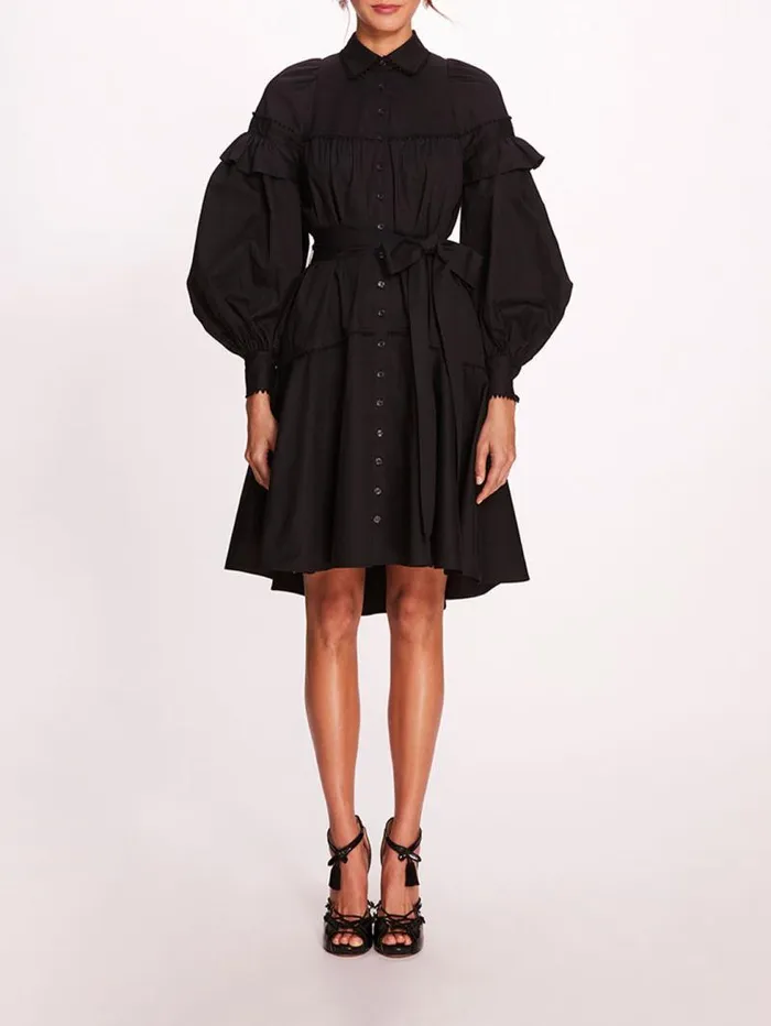 Women Marchesa Marchesa Rosa Laurel Shirtdress Black