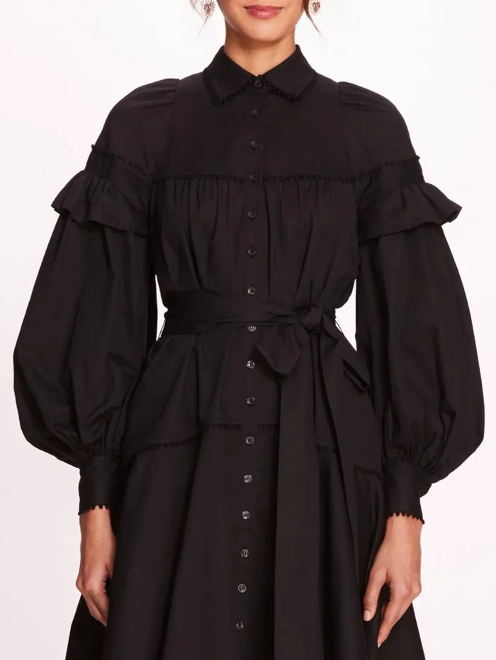 Women Marchesa Marchesa Rosa Laurel Shirtdress Black