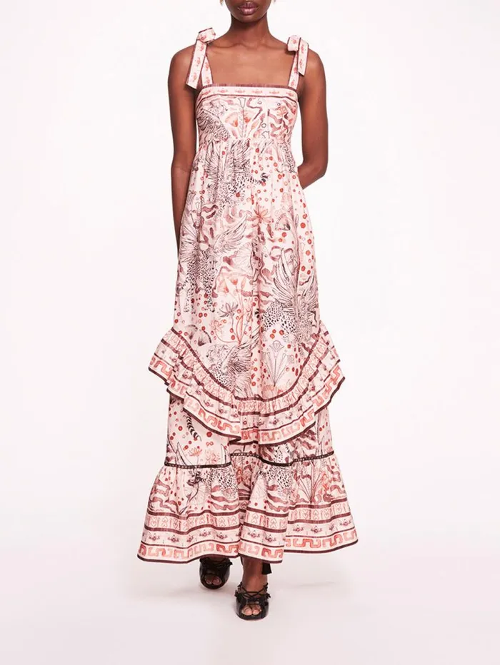 Women Marchesa Maxi Dresses Flying Cheetah Maxi Dress Pink Multi