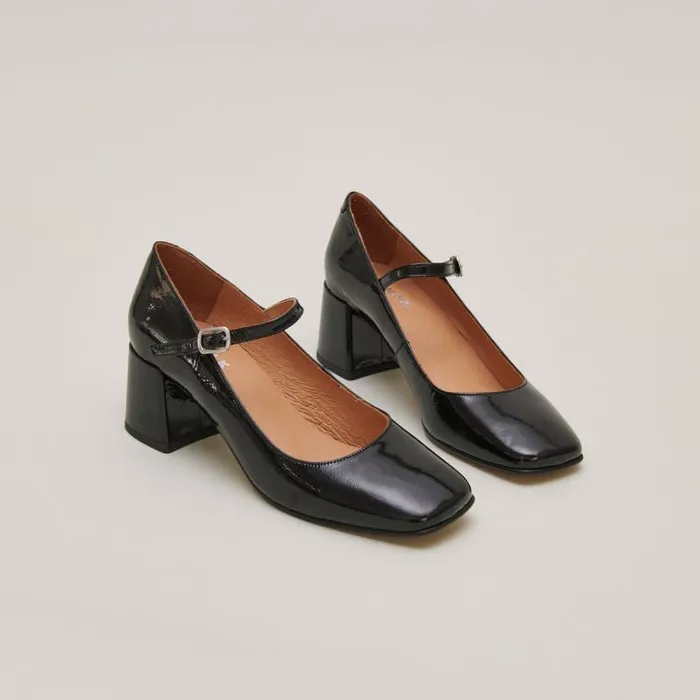 Women Mary Janes With Square Heel Black JONAK Babies Saloms