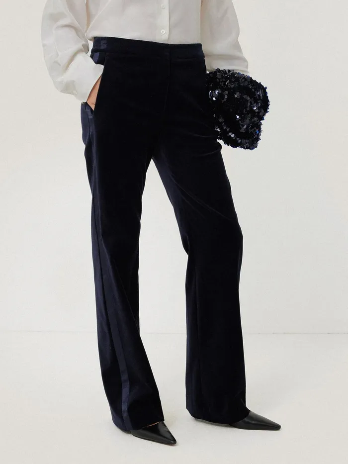 Women Mason Velvet Trouser Navy Jigsaw Trousers