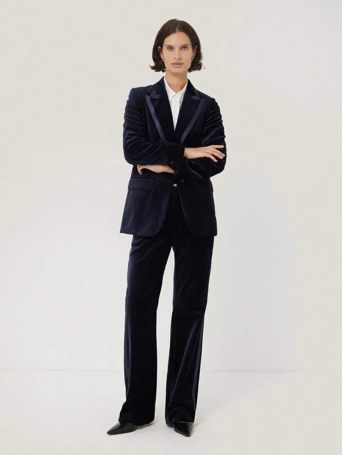 Women Mason Velvet Trouser Navy Jigsaw Trousers