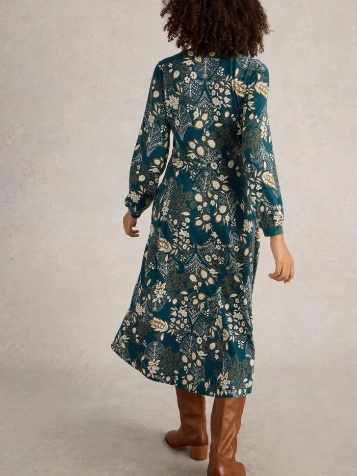Women Megan Jersey Dress Teal Print White Stuff Dresses Women Megan Jersey Dress Teal Print White Stuff Dresses