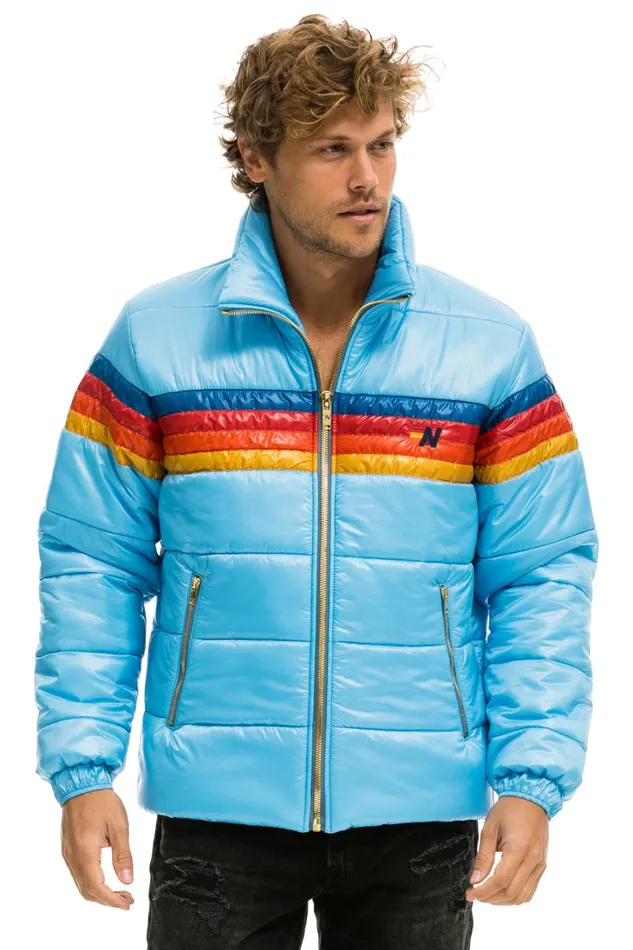 WomenMen Outerwear Aviator Nation 4 STRIPE LUXE TRAVELER JACKET 8211 GLOSSY SKY