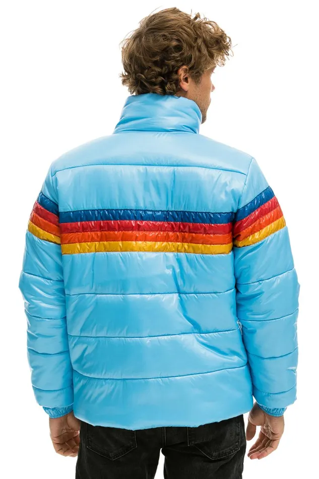 WomenMen Outerwear Aviator Nation 4 STRIPE LUXE TRAVELER JACKET 8211 GLOSSY SKY