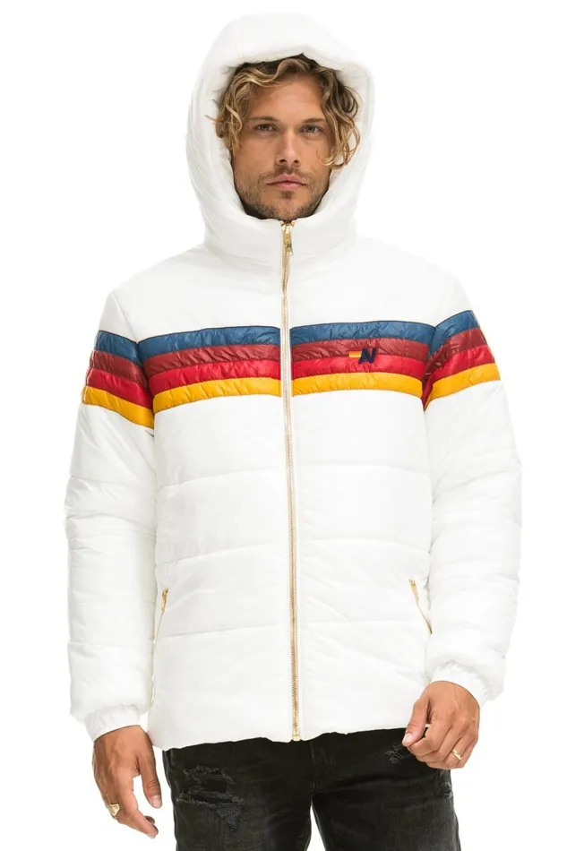 WomenMen Outerwear Aviator Nation 4 STRIPE LUXE TREKKER JACKET 8211 GLOSSY WHITE WomenMen Outerwear Aviator Nation 4 STRIPE LUXE TREKKER JACKET 8211 GLOSSY WHITE