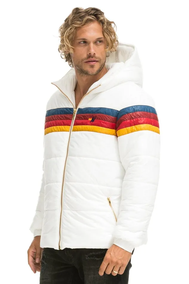 WomenMen Outerwear Aviator Nation 4 STRIPE LUXE TREKKER JACKET 8211 GLOSSY WHITE WomenMen Outerwear Aviator Nation 4 STRIPE LUXE TREKKER JACKET 8211 GLOSSY WHITE