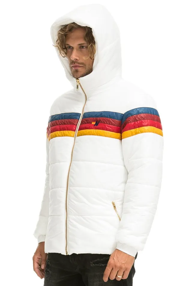 WomenMen Outerwear Aviator Nation 4 STRIPE LUXE TREKKER JACKET 8211 GLOSSY WHITE WomenMen Outerwear Aviator Nation 4 STRIPE LUXE TREKKER JACKET 8211 GLOSSY WHITE