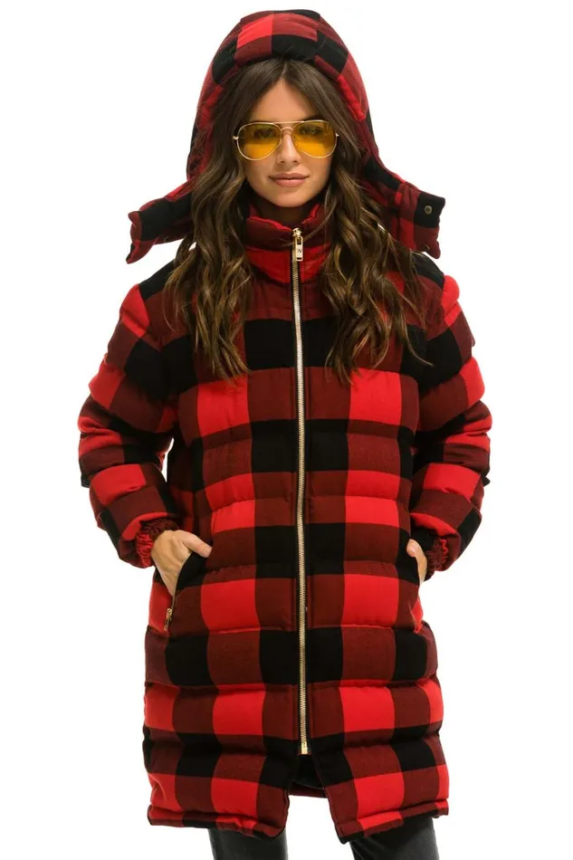 WomenMen Outerwear Aviator Nation PLAID UNISEX LONG TREKKER JACKET 8211 BUFFALO PLAID