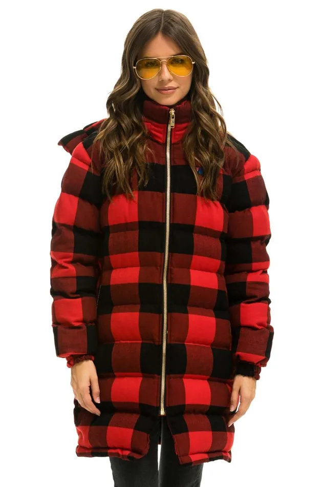 WomenMen Outerwear Aviator Nation PLAID UNISEX LONG TREKKER JACKET 8211 BUFFALO PLAID