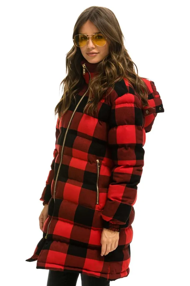 WomenMen Outerwear Aviator Nation PLAID UNISEX LONG TREKKER JACKET 8211 BUFFALO PLAID