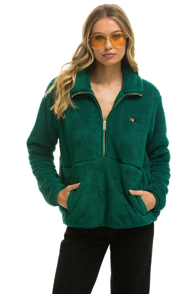 WomenMen Outerwear Aviator Nation TEDDY UNISEX HALF ZIP JACKET 8211 AMAZON