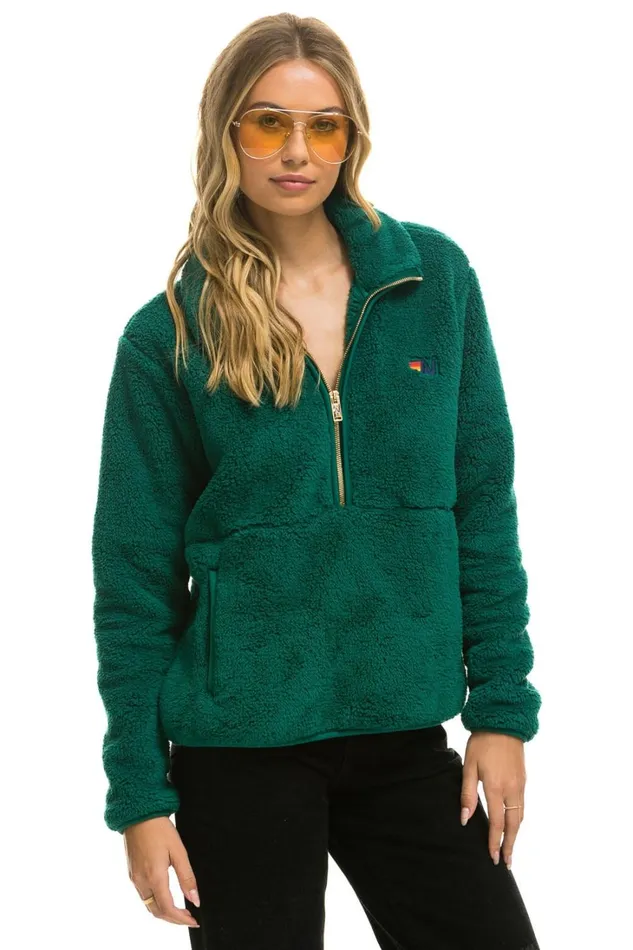 WomenMen Outerwear Aviator Nation TEDDY UNISEX HALF ZIP JACKET 8211 AMAZON
