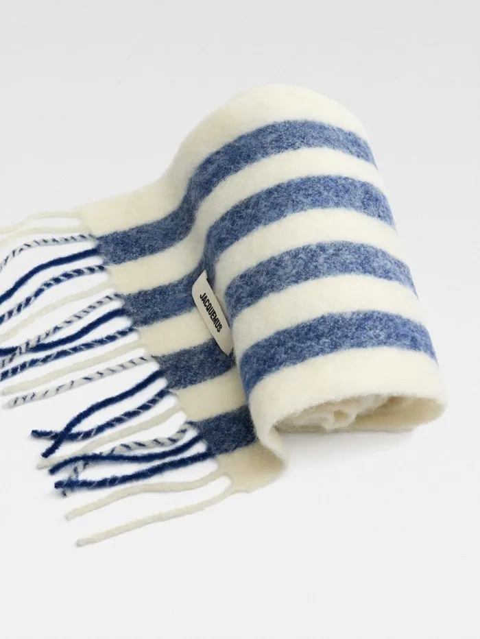 WomenMen Scarves Beanies and Gloves JACQUEMUS The Carro Scarf Print White and Blue Stripes WomenMen Scarves Beanies and Gloves JACQUEMUS The Carro Scarf Print White and Blue Stripes