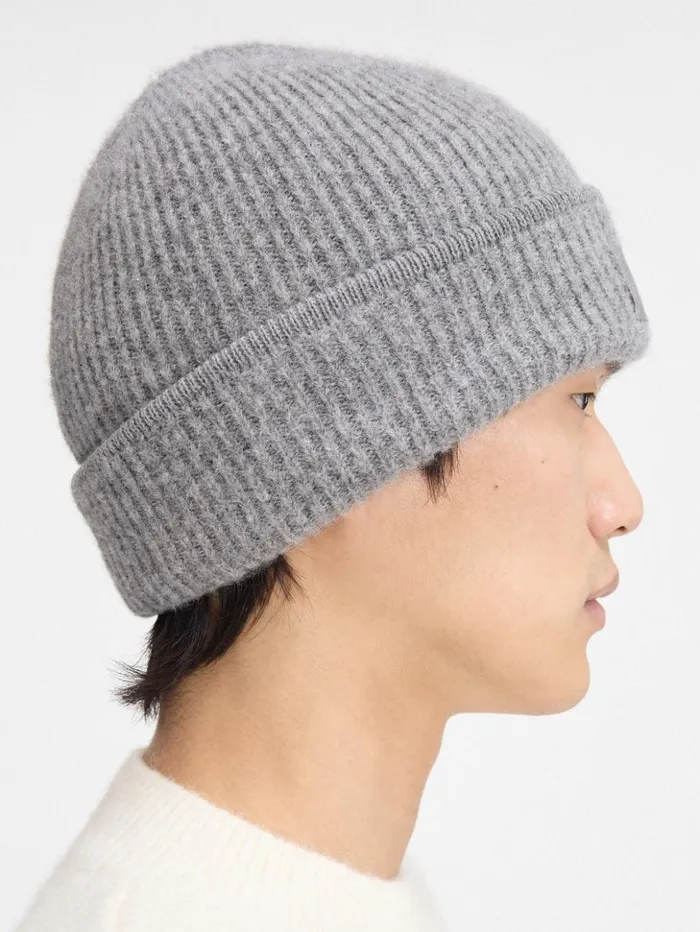 WomenMen Scarves Beanies and Gloves JACQUEMUS The Gros Grain Beanie Dark Grey