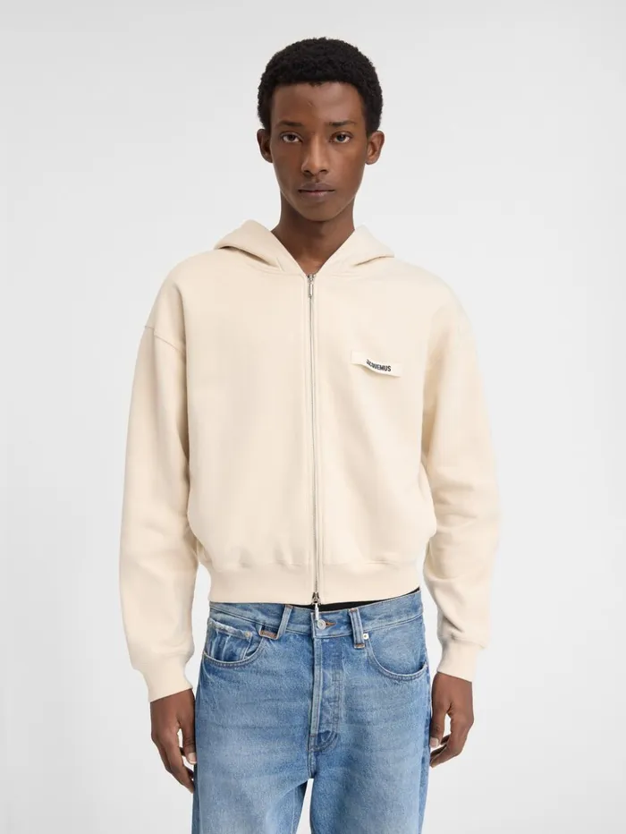 WomenMen Sweatshirts and Joggings JACQUEMUS The Gros Grain Zipped Hoodie Beige